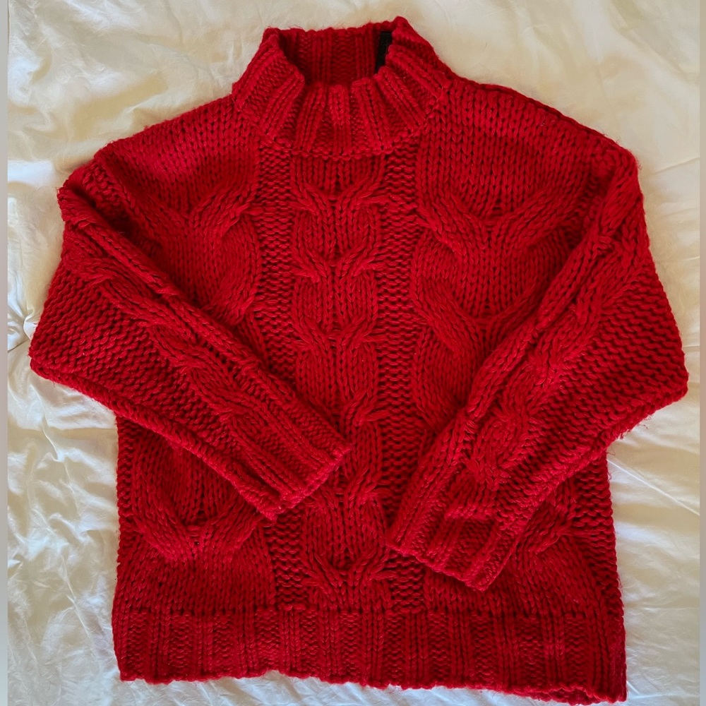 Chunky Cable Knit Sweater in Red | Size S